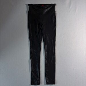 Spanx Faux Leather Leggings Black High Waisted Slimming Pants Medium 1528
